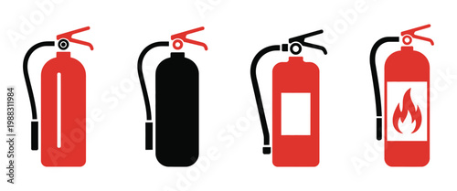 fire extinguisher icon representing fire safety, firefighter equipment symbol, emergency signage concept, industrial hazard protection, workplace safety instruction design, clean vector illustration