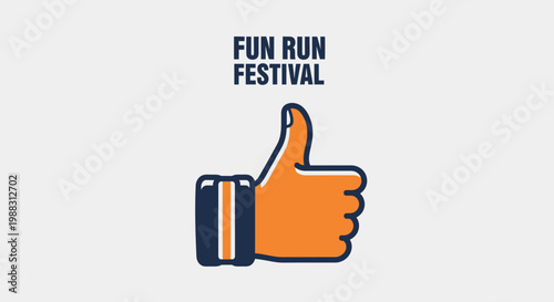 Positive Emblems Concept For The Fun Run Festival: A Thumb's Up Illustration