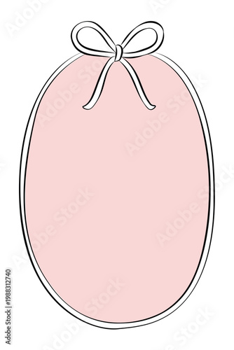 Hand-drawn decorative festive frame with bow graphic illustration, for product design, wedding decor, menu, cards, invitation