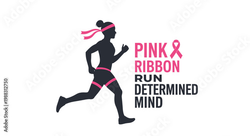 Pink Ribbon Runner Symbolizing Strength and Determination in Support of a Cause