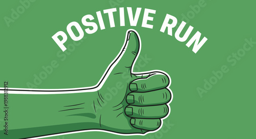Positive Run Thumb Up Gesture Cartoon Illustration Demonstrating Optimism And Encouragement