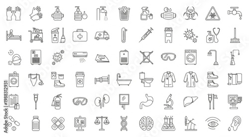 Medical and Healthcare Icons - A Comprehensive Collection of Symbols.