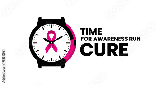 Pink Ribbon Watch Symbolizing Time for Breast Cancer Awareness and Charity Runs
