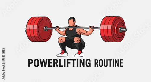 Powerlifting Athlete Squatting with A Barbell Ready for a Workout at The Gym