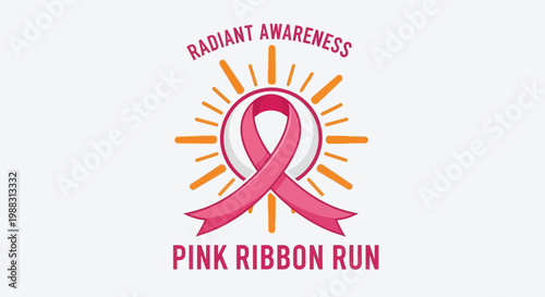 Radiant Pink Ribbon Run Symbolizing Awareness, Hope, And Support for Breast Cancer Initiatives