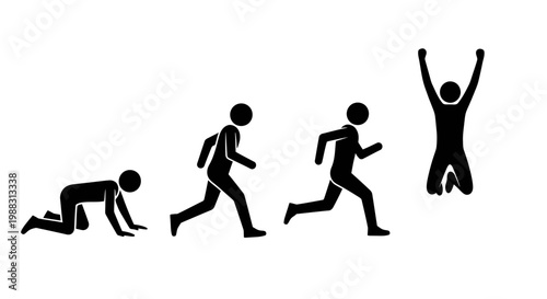 Progression Of Effort: From Crawling To Triumph With Illustrative Stick Figures