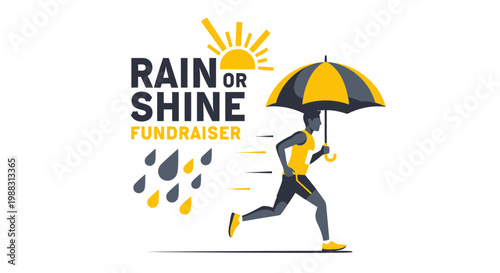 Rain Or Shine Charity Run: Athlete Braving Elements During a Fundraiser Event