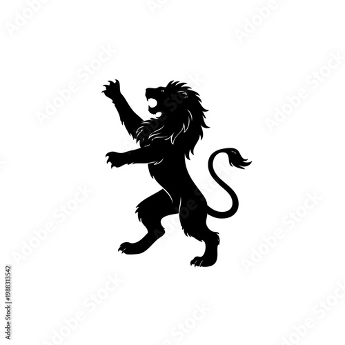 black lion silhouette standing aggressive
