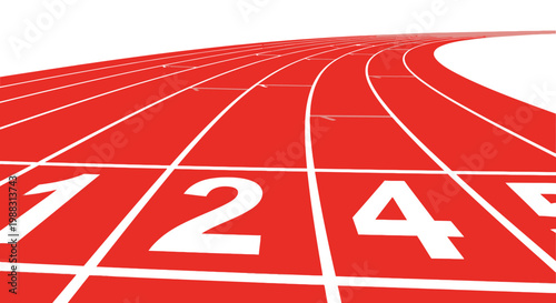 Red Racing Track With White Numbers Leading Towards The Finish Line