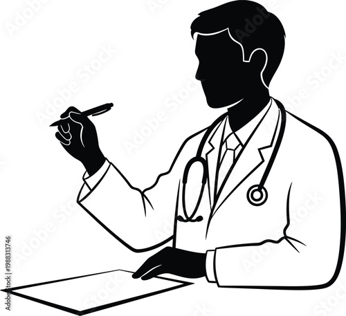 Doctor writing prescription consultation medical professional healthcare treatment clinic concept 