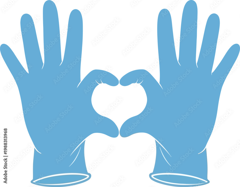 Fototapeta premium Medical gloves hands forming heart symbol healthcare love protection hygiene concept 