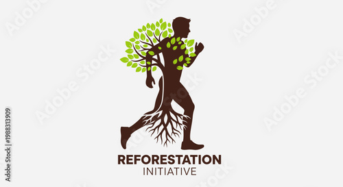 Reforestation Initiative Symbolizing Human Connection and Green Environmental Sustainability Concept