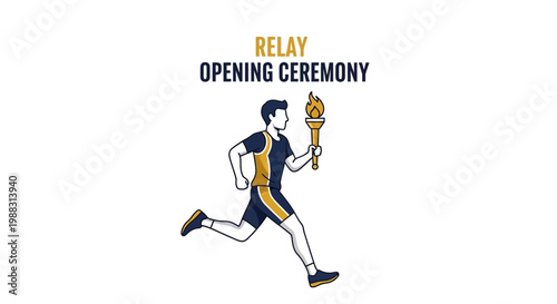 Relay Run With Torch Symbolizing Opening Ceremony And Athletic Competition