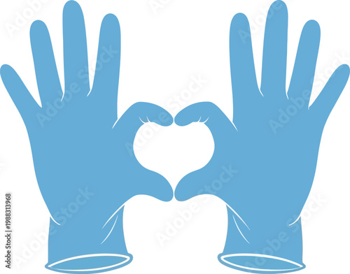 Medical gloves hands forming heart symbol healthcare love protection hygiene concept 