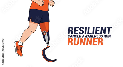 Resilient Runner Participating in a Cancer Awareness Run Depicted in a Colorful Illustration