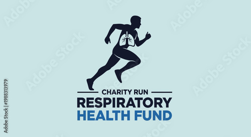 Respiratory Health Charity Run Logo Design Featuring Running Silhouette For Donation