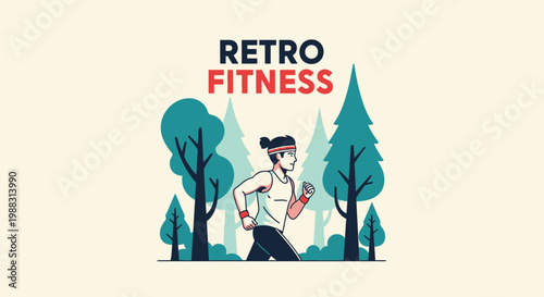 Retro Fitness Enthusiast Jogging In A Forest For a Healthy and Dynamic Lifestyle