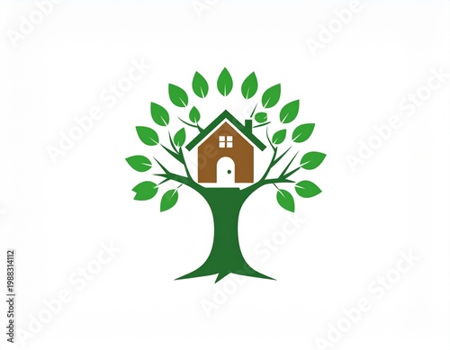 Eco-Friendly Tree and House Symbol