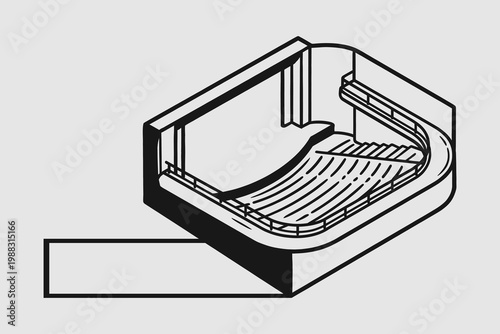 Isometric Arena Seating Section Architectural Drawing
