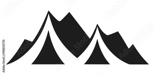 Vector graphic of a stylized mountain range in black color