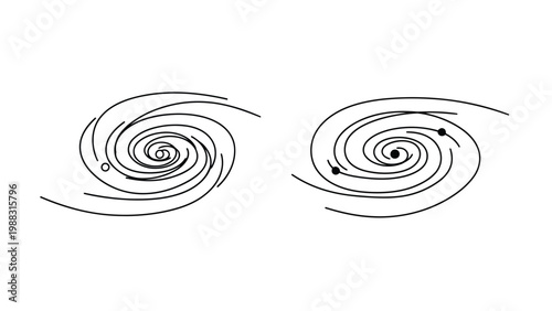 Illustrations of spiral galaxy formations and their rotational directions Vector