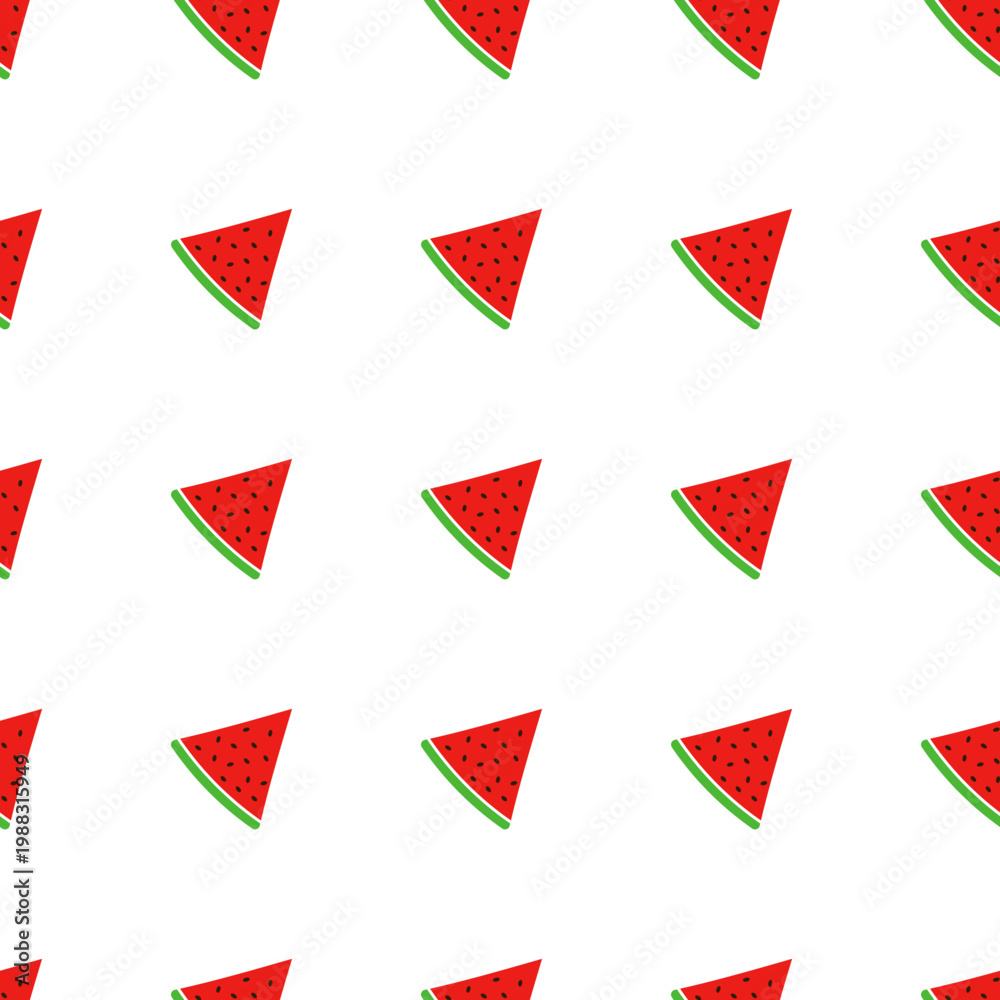 Obraz premium Seamless pattern of watermelon slices isolated on transparent background