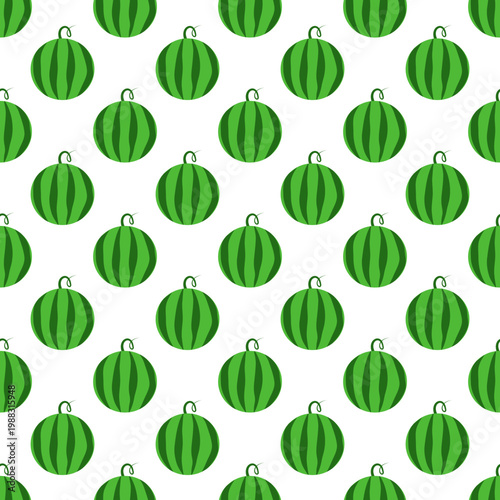 Seamless pattern of stylized green watermelons isolated on a transparent background