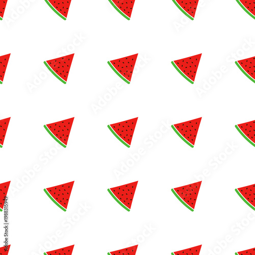 Seamless pattern of watermelon slices isolated on transparent background