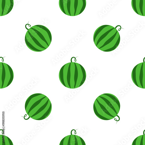 Seamless pattern of green watermelons isolated on a transparent background