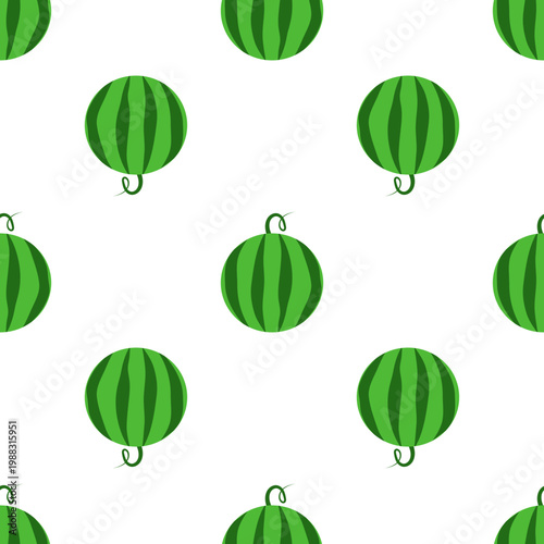 Seamless pattern of cute green watermelons isolated on transparent background