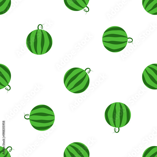 Seamless pattern of stylized green watermelons on a transparent background
