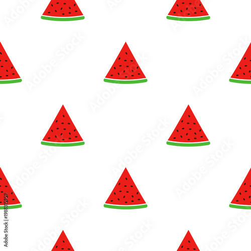 Seamless pattern of watermelon slices isolated on a transparent background for summer designs