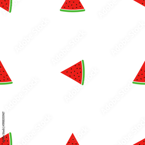 Seamless pattern of watermelon slices isolated on transparent background