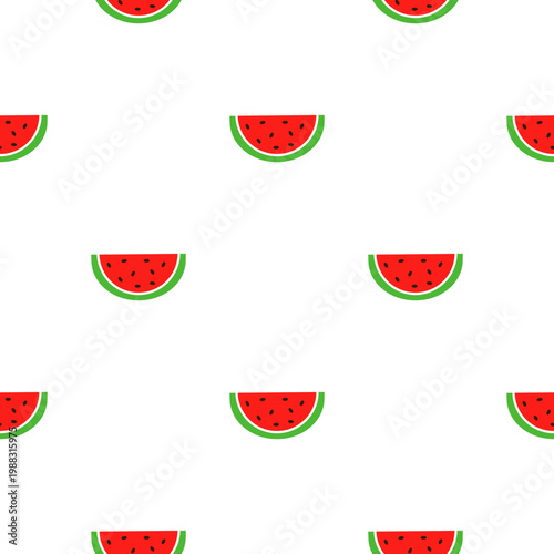 Seamless pattern of watermelon slices isolated on transparent background
