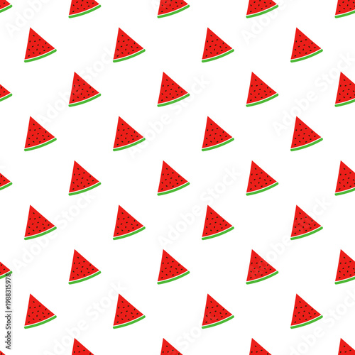 Seamless pattern of watermelon slices isolated on transparent background