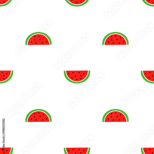Seamless pattern of fresh watermelon slices on a transparent background