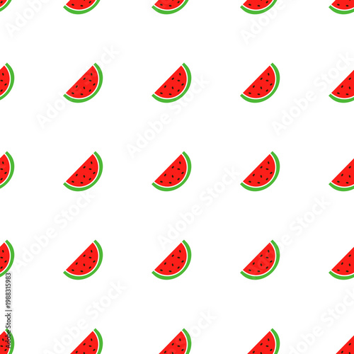 Seamless pattern of sliced watermelon on a transparent background