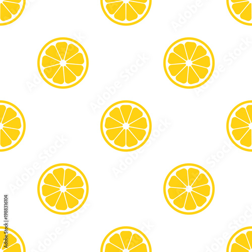 Seamless pattern of sliced lemons on a transparent background