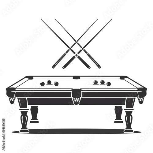 Vector of a pool table with crossed cues