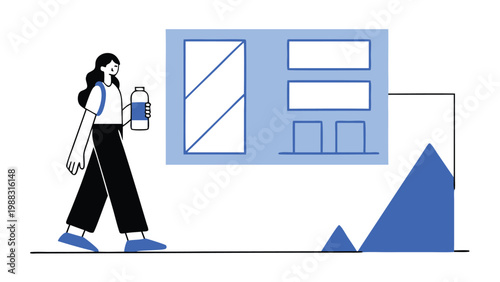 Woman holding a water bottle abstract concept vector illustrations