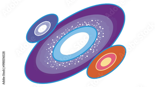 Cosmic swirls and celestial galaxies in vibrant overlapping patterns Vector