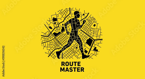 Route Master: An Emblem Of Urban Navigation And Running, Ideal For Fitness And Map Concepts