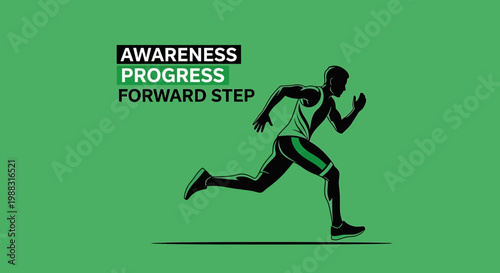 Runner Aiming Progress With A Green Aesthetic: An Inspirational Vector Illustration