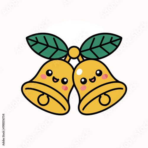 Unique yellow bells flower flat vector illustration minimalist design