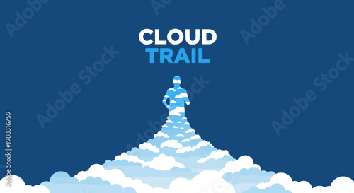 Runner Ascending Cloud Trail Represents Achievement and Reaching New Heights in Endeavors