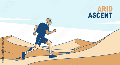 Runner Ascending Arid Dunes Illustrating Endurance and Determination in a Challenging Environment