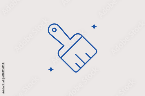 Flat paint brush line icon for broad strokes and furniture refinishing. Practical Vector Illustration for home maintenance blogs and artistic painting workshops.