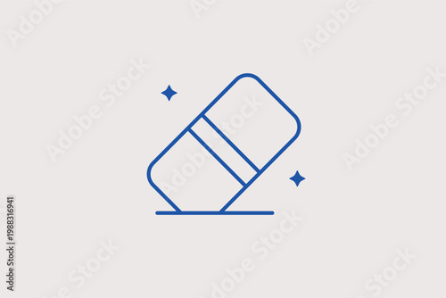 Pink eraser block line icon for correcting pencil drawings and artistic sketching errors. Functional Vector Illustration for school supply kits and creative drafting guides.