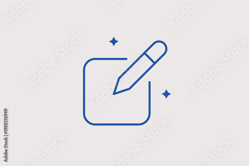 Drawing tablet with pen line icon for digital sketching and hand-drawn illustration. Modern Vector Illustration for concept art blogs and creative professional workstations.