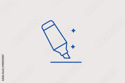 Wide marker pen line icon for bold highlighting and commercial sign making. Bold Vector Illustration for office supply catalogs and creative brainstorming infographics.